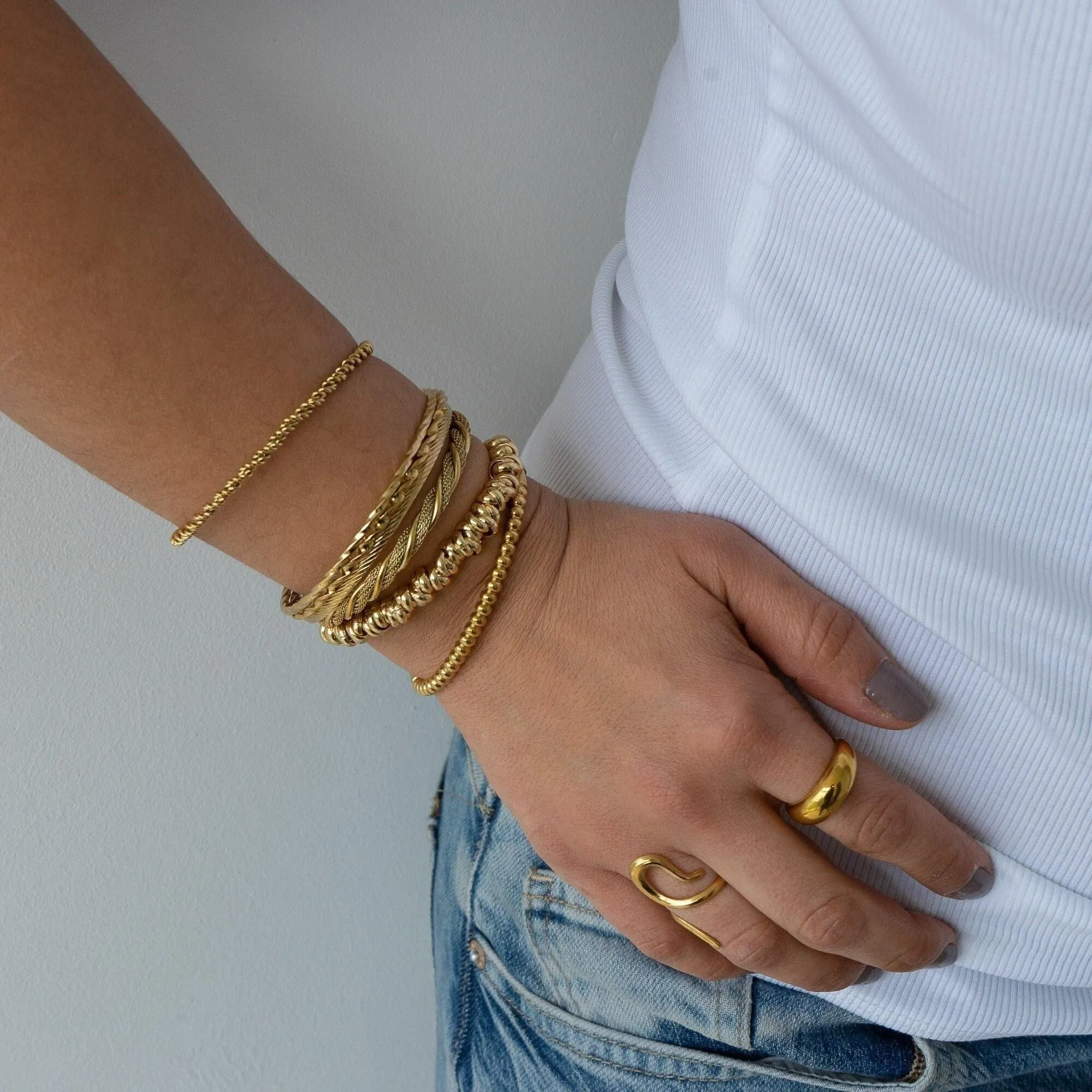 Gold Rings Chain Bracelet