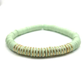 Gold Stripe Heishi Stretch Bracelet