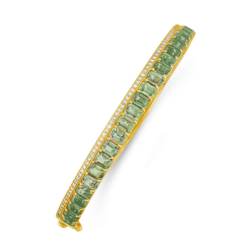 Green Sapphire & Diamond Bangle Bracelet