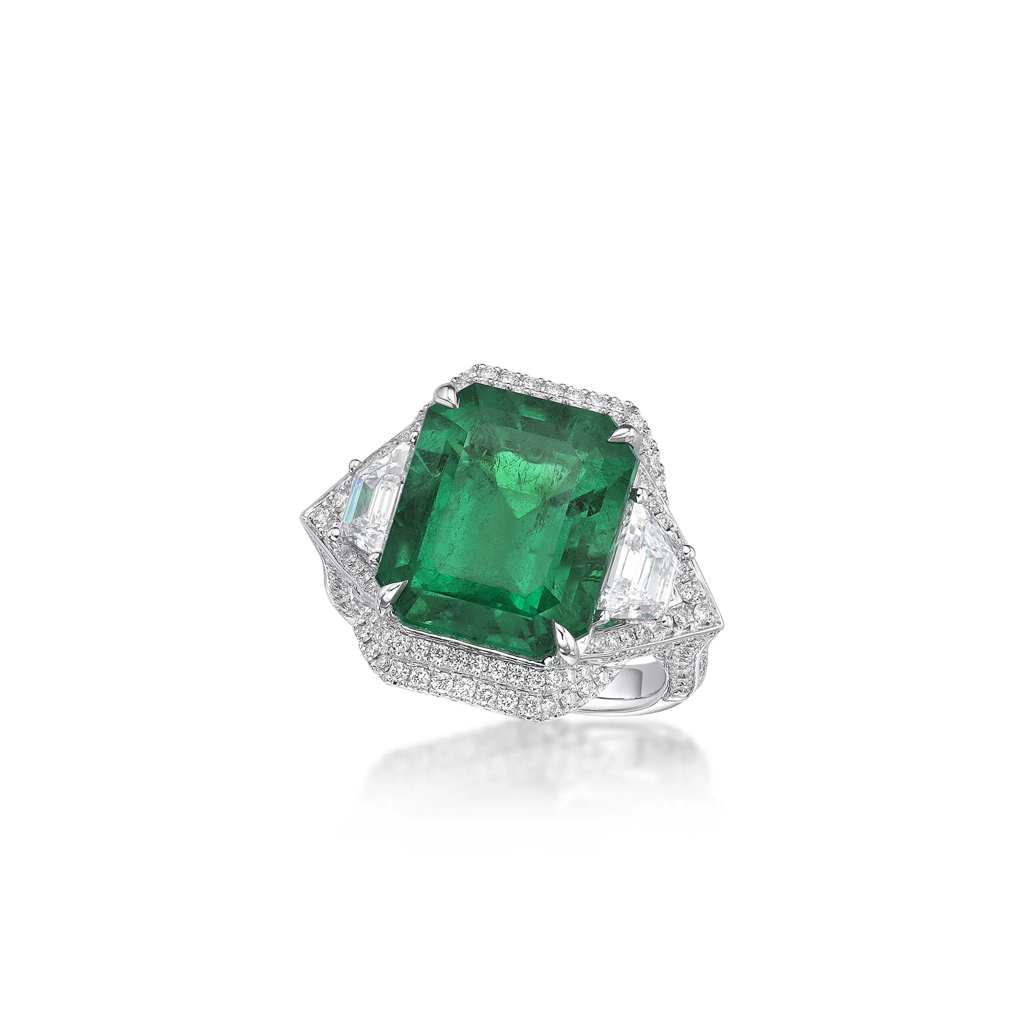 GRS Certified 8.73CT Vivid Green Emerald Ring