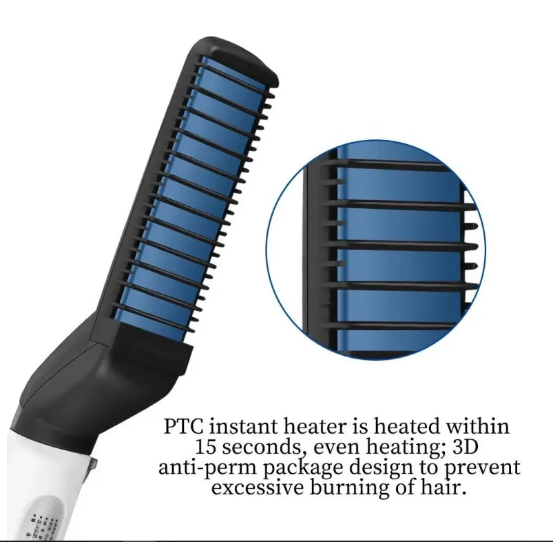 Hair Straightener Men Multifunctional Comb Curling Electric Brush Professional Hair Comb Brush Beard Straightener Hair Curler Fast Heating Styling Tools