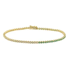 Half Emerald Diamond Crown Prong Tennis Bracelet