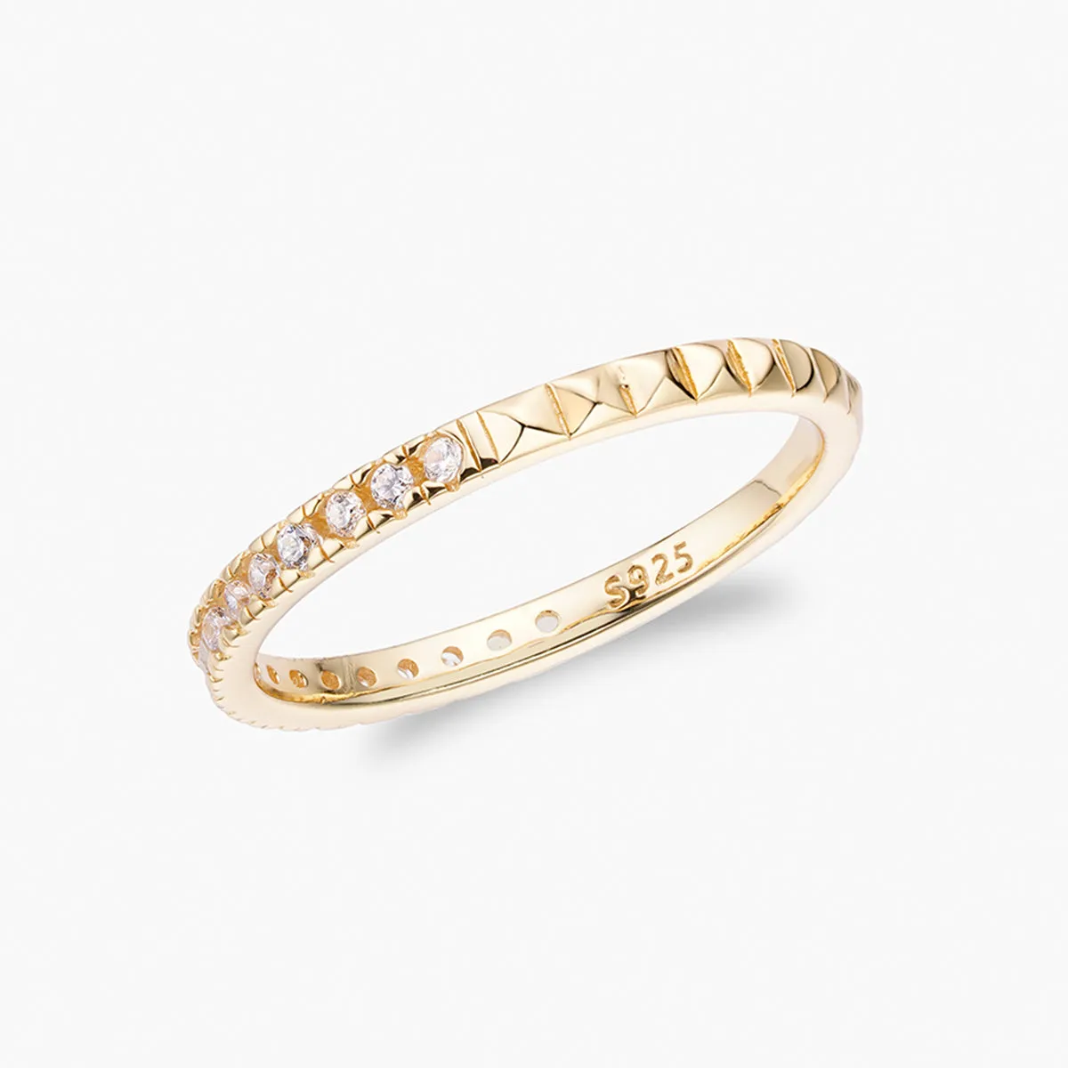 Half Pyramid Half Pave Stacking Ring