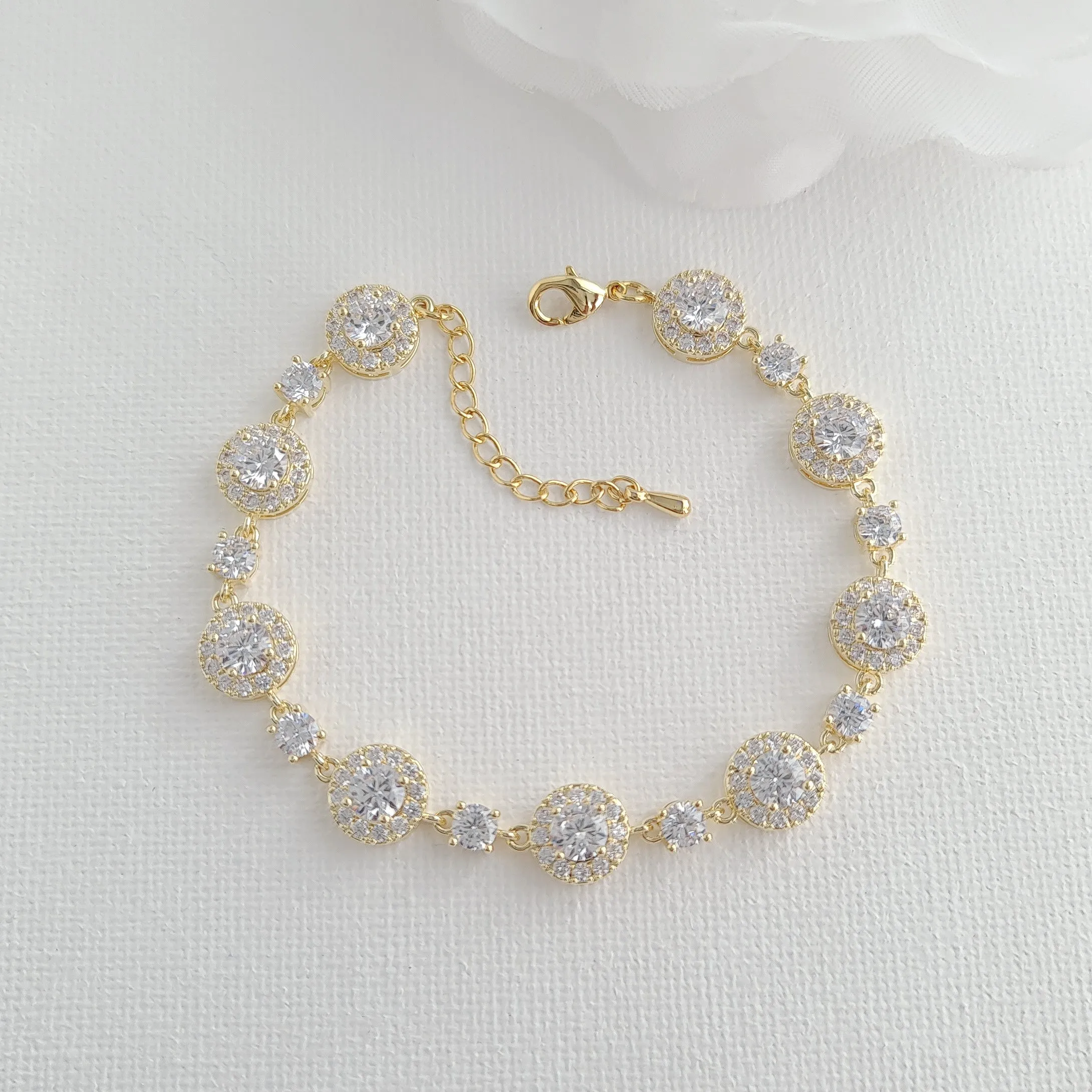 Halo Gold Bracelet for Bride On Her Wedding Day-Reagan