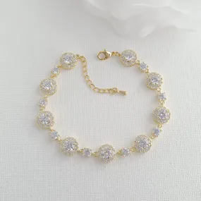 Halo Gold Bracelet for Bride On Her Wedding Day-Reagan