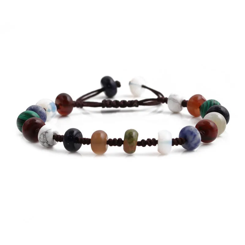 Handmade Seven  Chakra Square Stone Bead Bracelet