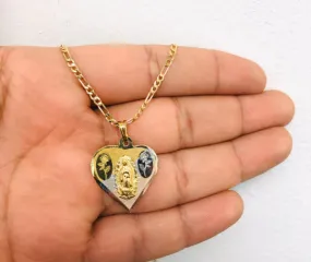 Heart Virgen de Guadalupe Necklace 20” 14K Gold Filled for Women 24x22mm