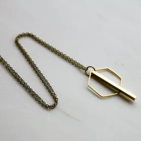 Hexagon and Gold Bar Necklace