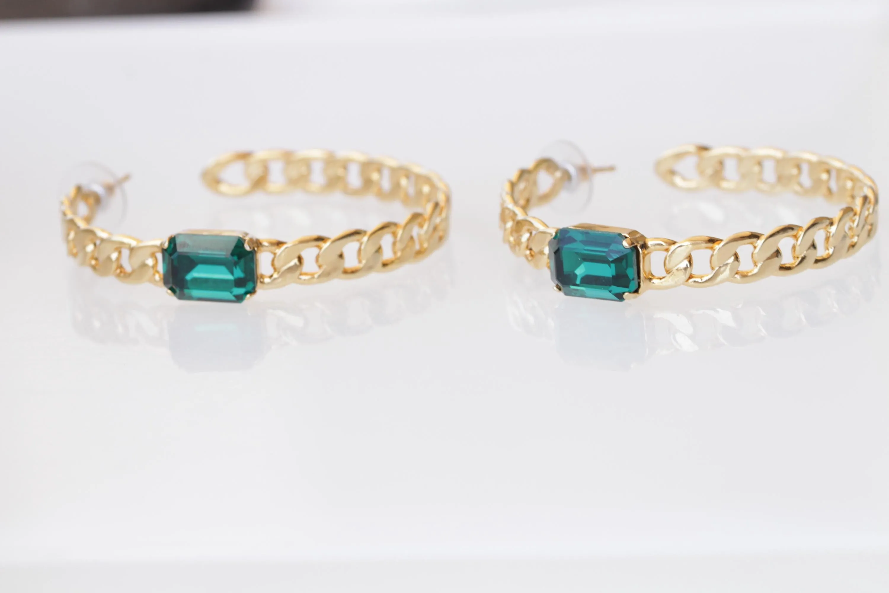 Hoop Gold Chain Earrings