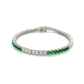 Ibiza Emerald Green   Clear CZ’s Pattern 3 Prong Tennis Bracelet