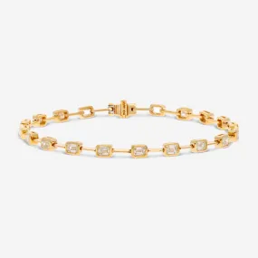 Ina Mar 18K Yellow Gold Emerald Cut Diamond Link Bracelet ALB-19554-Y