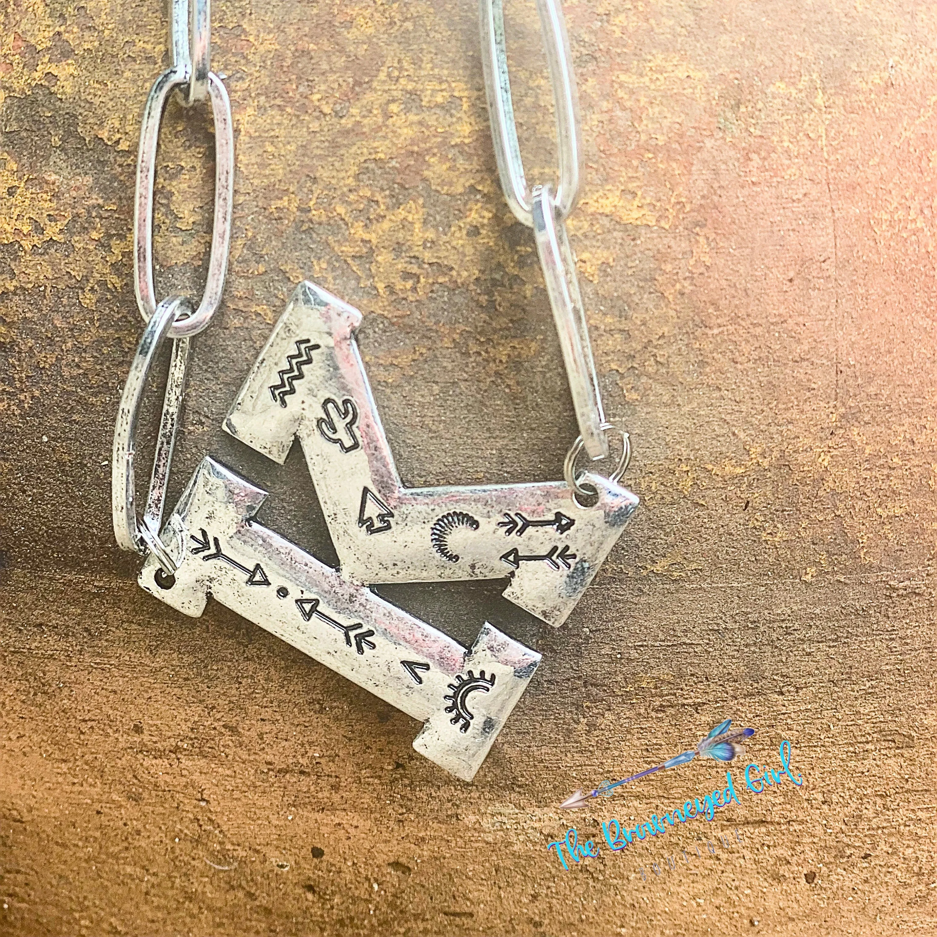 Initial Hand Stamped Necklace Pewter