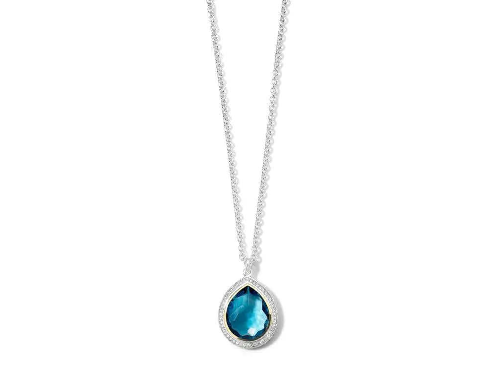 IPPOLITA Rock Candy Sterling Silver and 18K Yellow Gold Teardrop Pendant in Blue Topaz