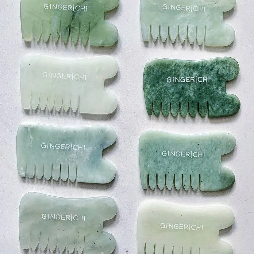 Jade GuaSha Face & Comb Tool