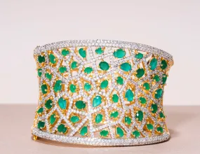 Jhanvi Statement Cuff In Emerald By Jaipur Rose