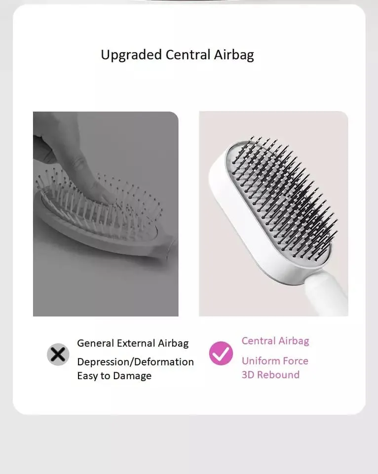 JiedHiur Self Cleaning Hair Brush, 3D Air Cushion Hair Brushes for Women, Airbag Massage Combs for Women, Hair Brush for Thick Hair (White)