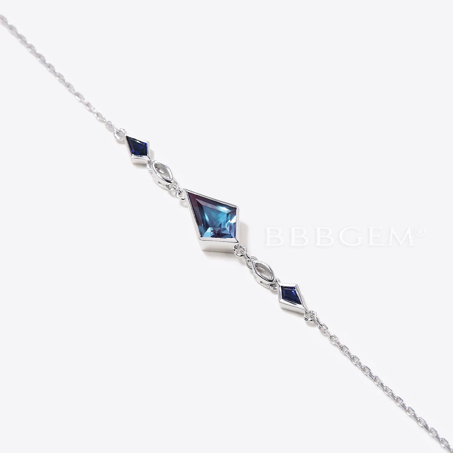 Kite Cut Alexandrite Bracelet Bezel Set Alexandrite Wedding Bracelet