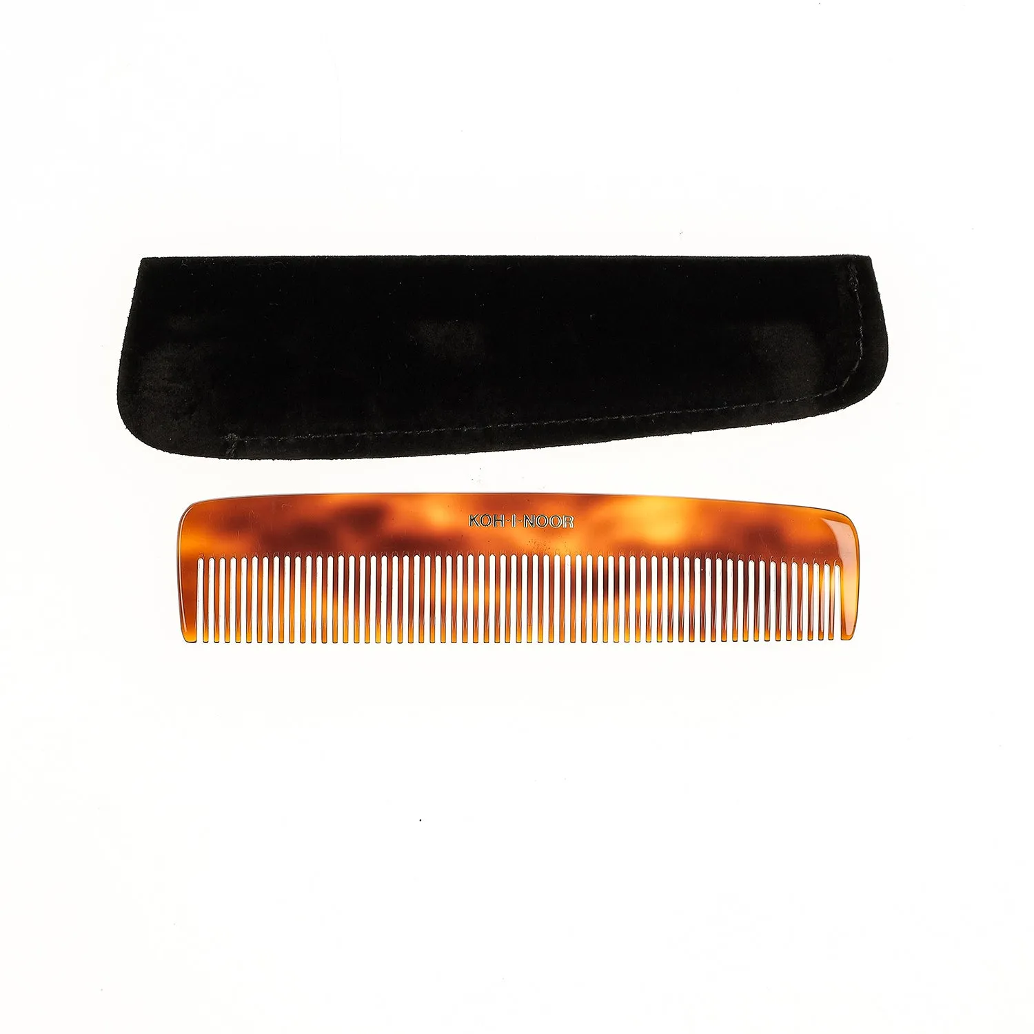 KOH-I-NOOR Tortoishell Pocket Comb Wide Spread Teeth with Pouch