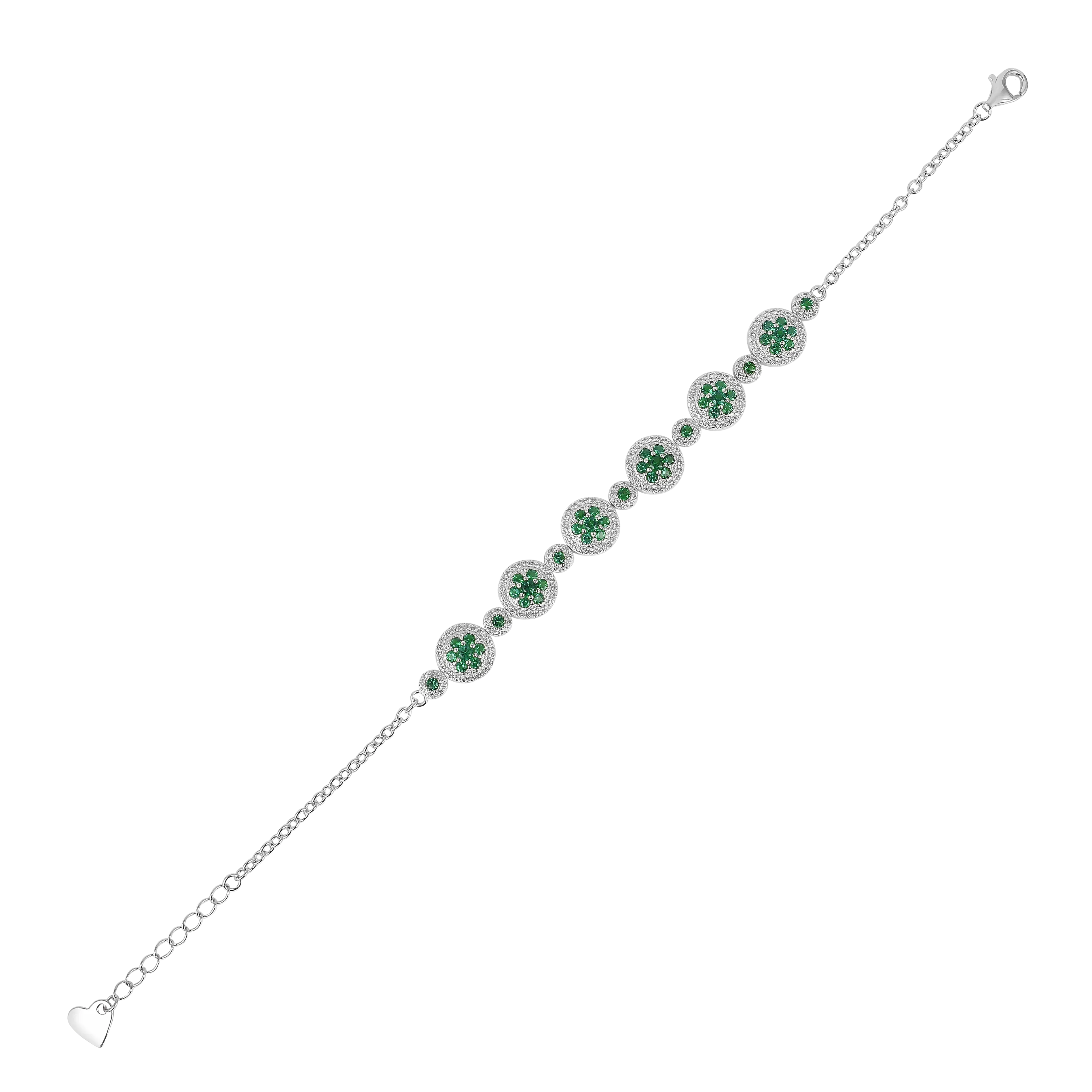 Lab Grown Emerald  White Halo Bracelet