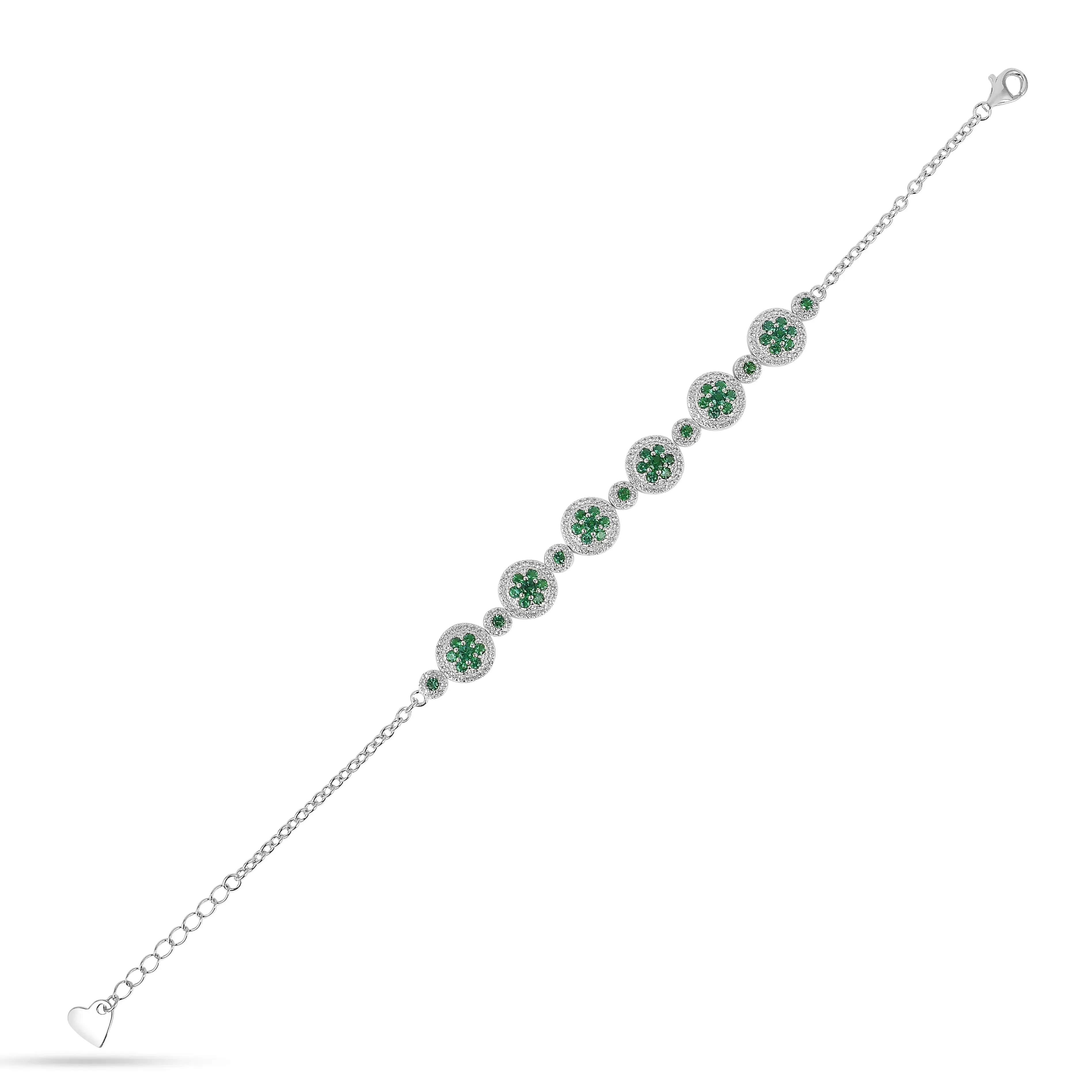 Lab Grown Emerald  White Halo Bracelet