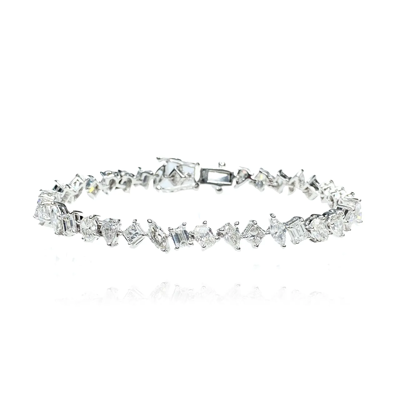 Large Multishape Diamond Tennis Bracelet