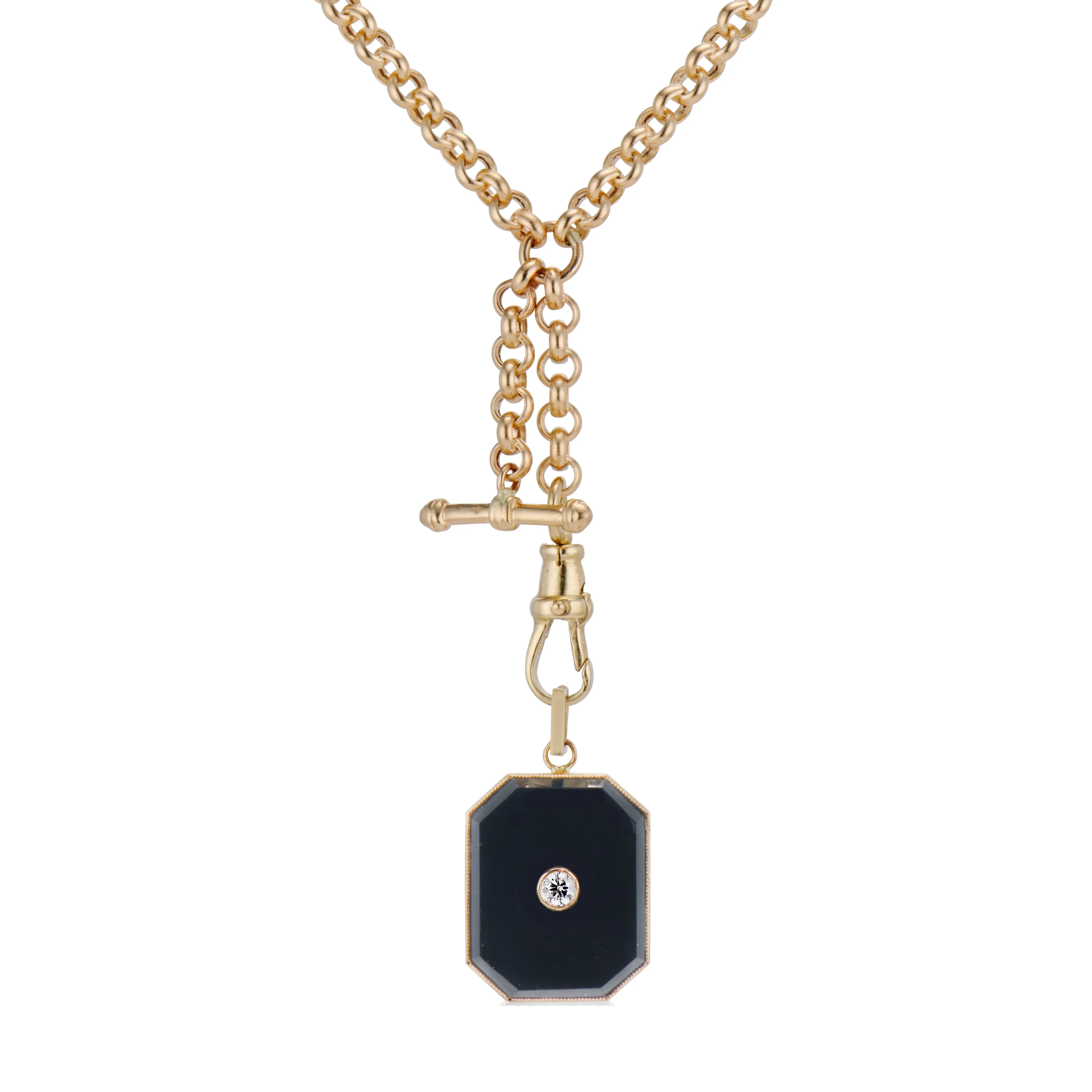 Large Onyx Diamond Bezel Charm