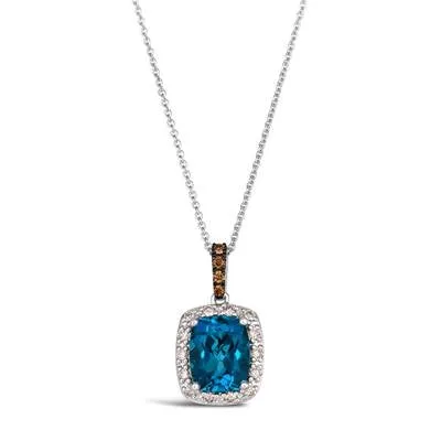 Le Vian 14K Vanilla Gold Deep Sea Blue Topaz and Nude and Chocolate Diamond Necklace