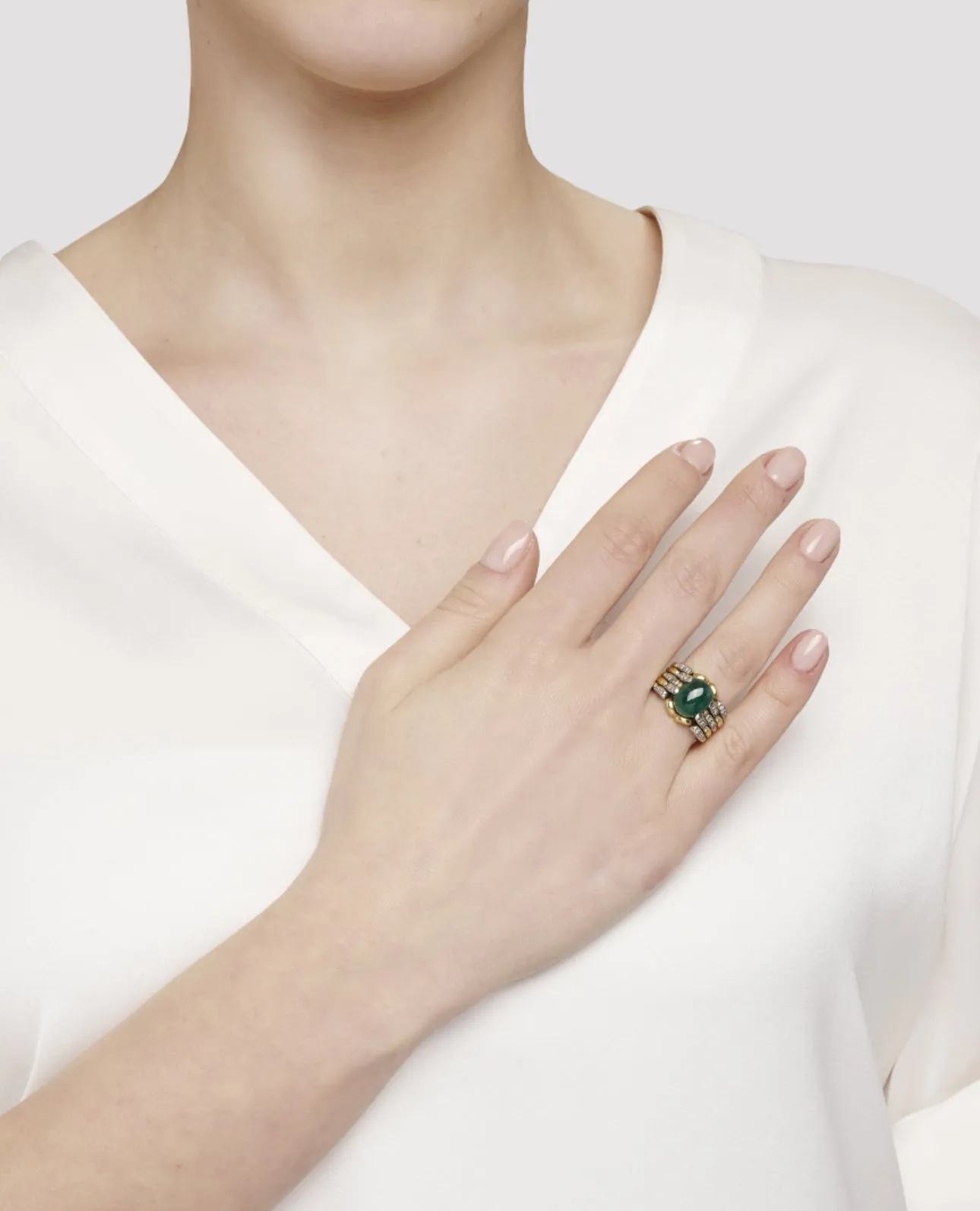 Legnazzi 4.50 Carat Emerald Diamond Cocktail ring