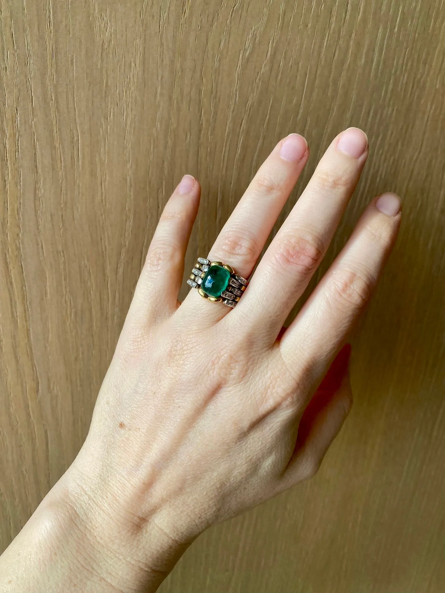 Legnazzi 4.50 Carat Emerald Diamond Cocktail ring