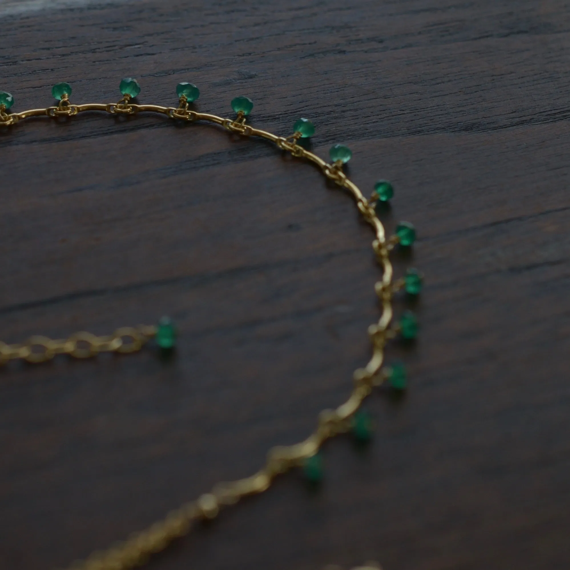 Leticia - Green Onyx, 14k Gold Filled Necklace