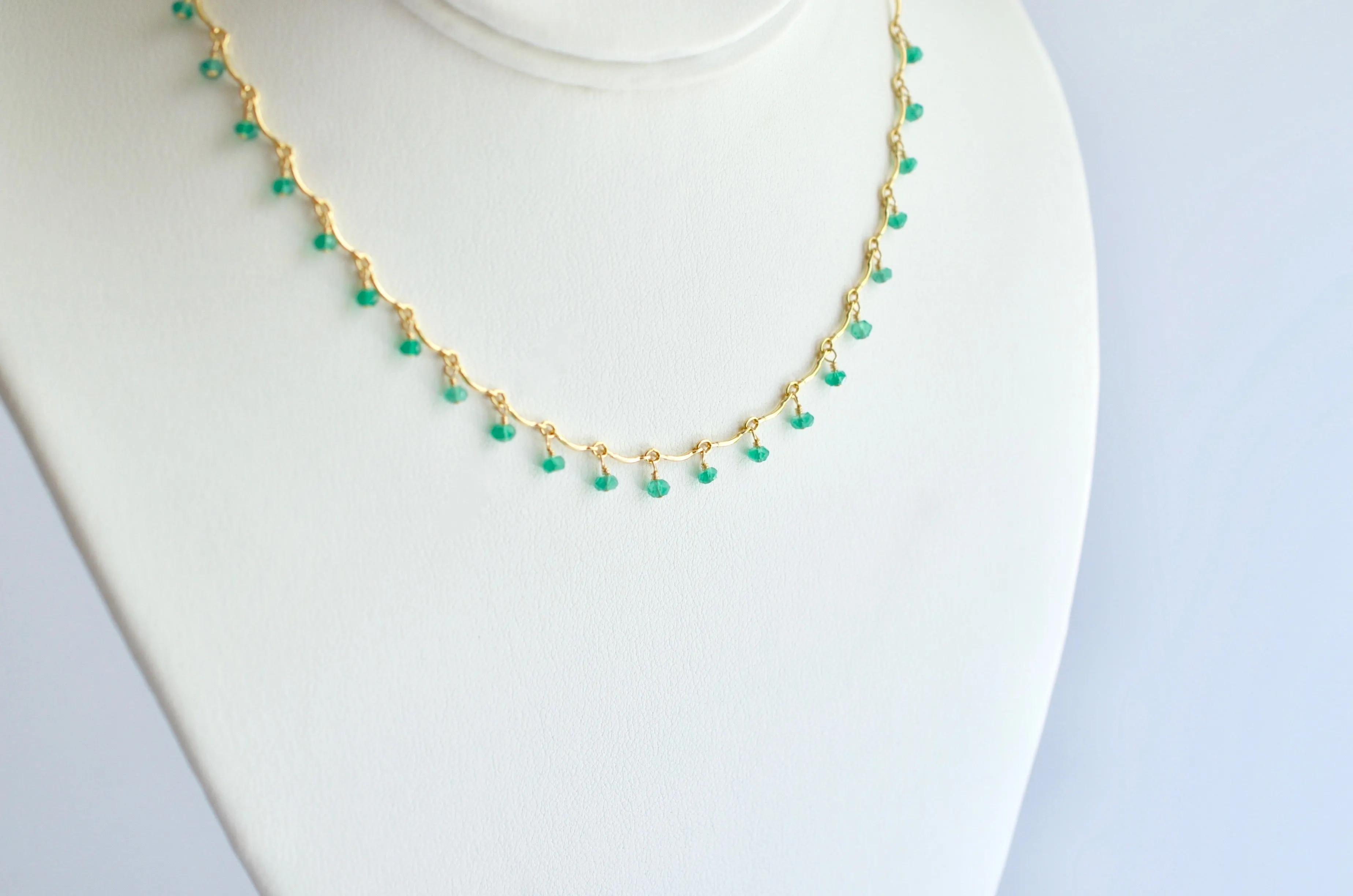 Leticia - Green Onyx, 14k Gold Filled Necklace