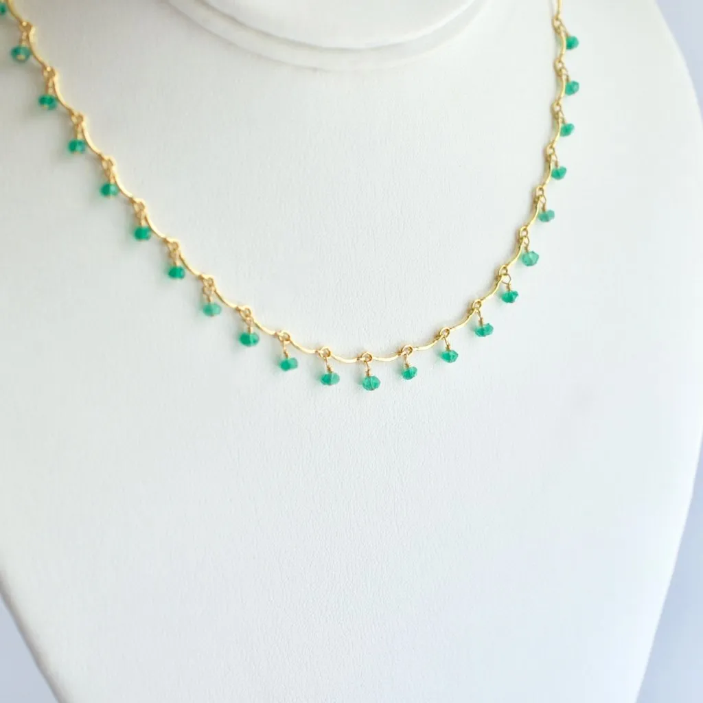 Leticia - Green Onyx, 14k Gold Filled Necklace