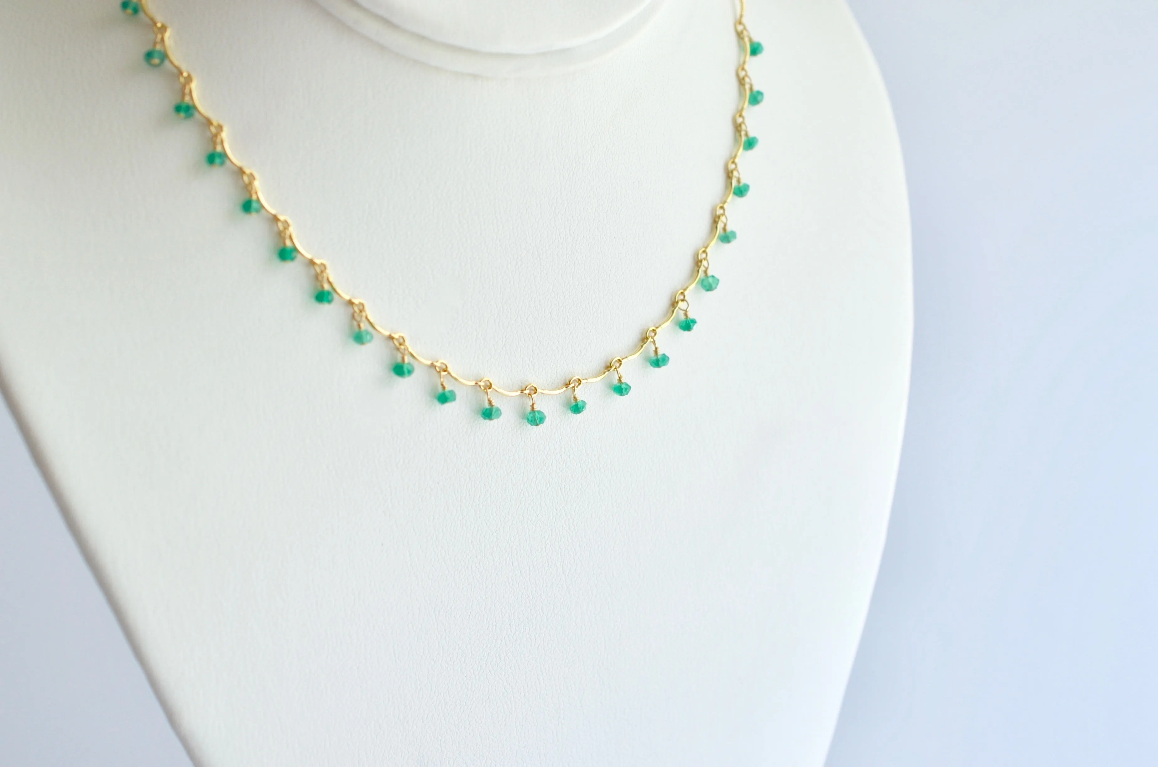 Leticia - Green Onyx, 14k Gold Filled Necklace