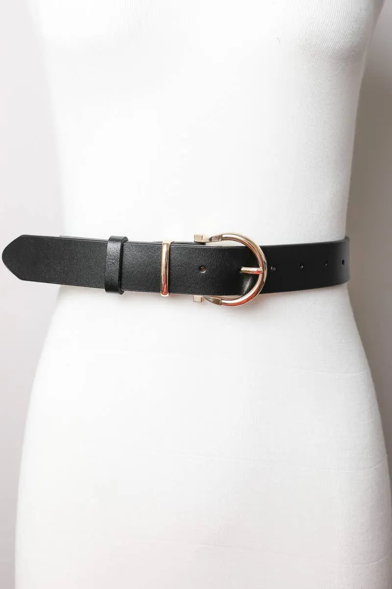 Leto Accessories Horseshoe Gold Buckle Belt with Western Vibes