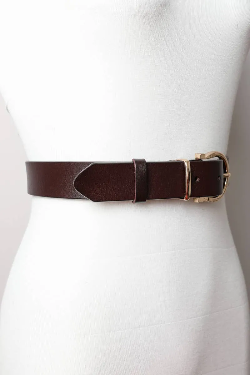 Leto Accessories Horseshoe Gold Buckle Belt with Western Vibes