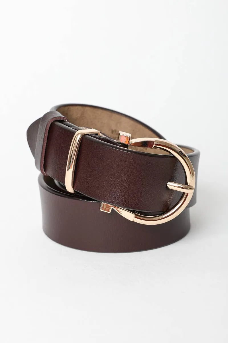 Leto Accessories Horseshoe Gold Buckle Belt with Western Vibes