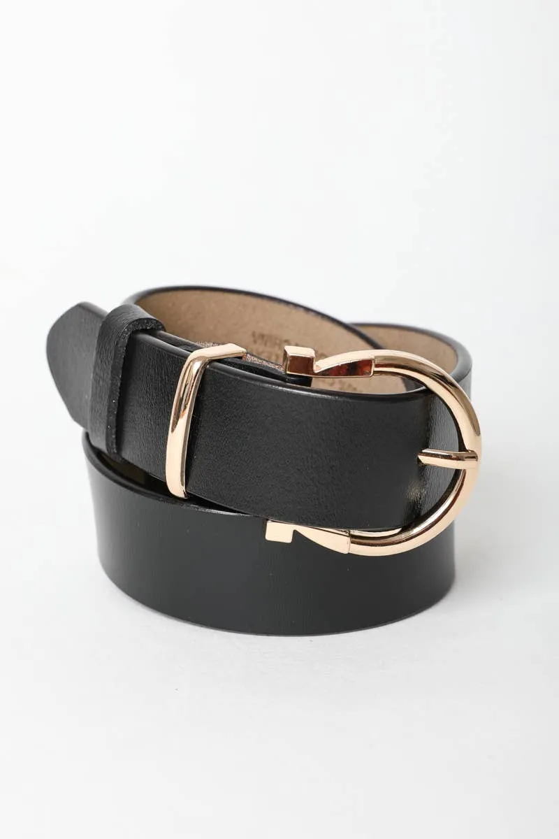 Leto Accessories Horseshoe Gold Buckle Belt with Western Vibes