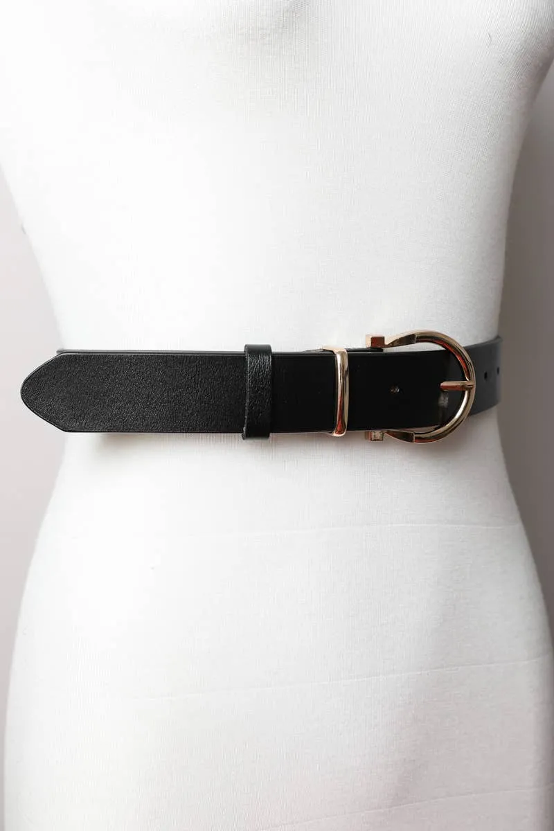 Leto Accessories Horseshoe Gold Buckle Belt with Western Vibes