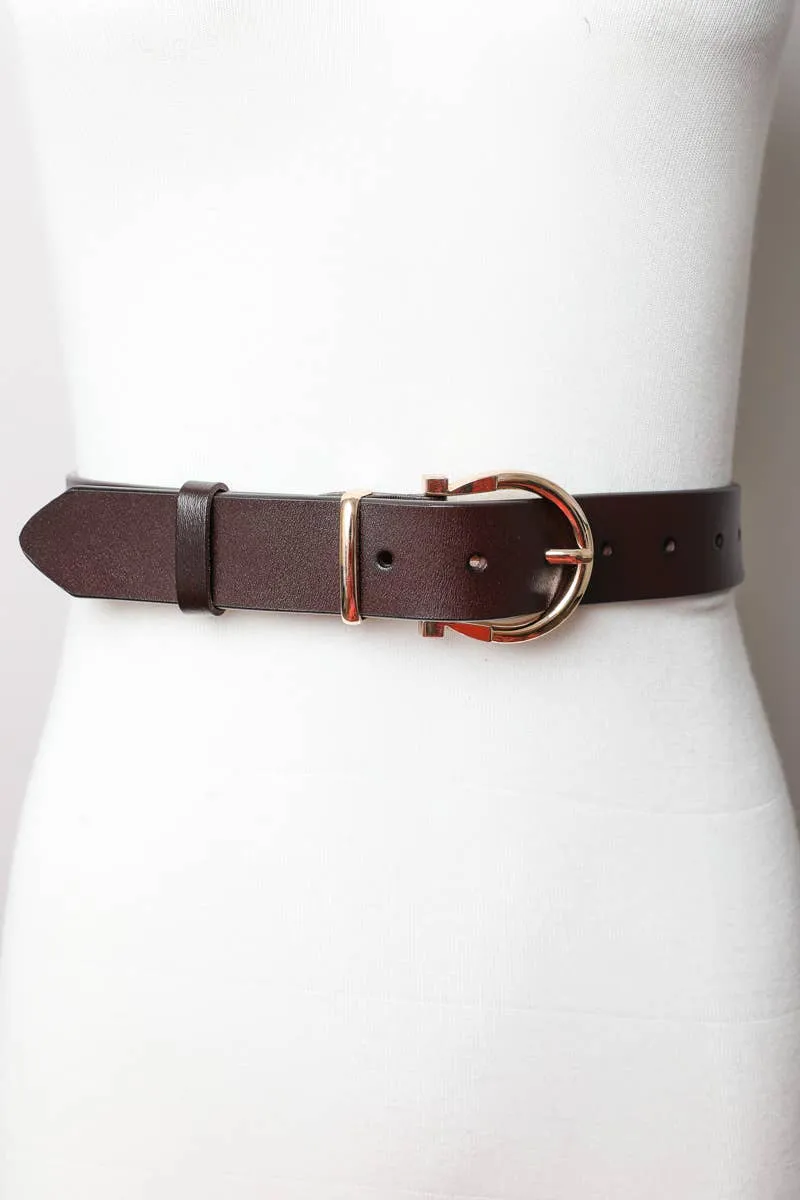 Leto Accessories Horseshoe Gold Buckle Belt with Western Vibes