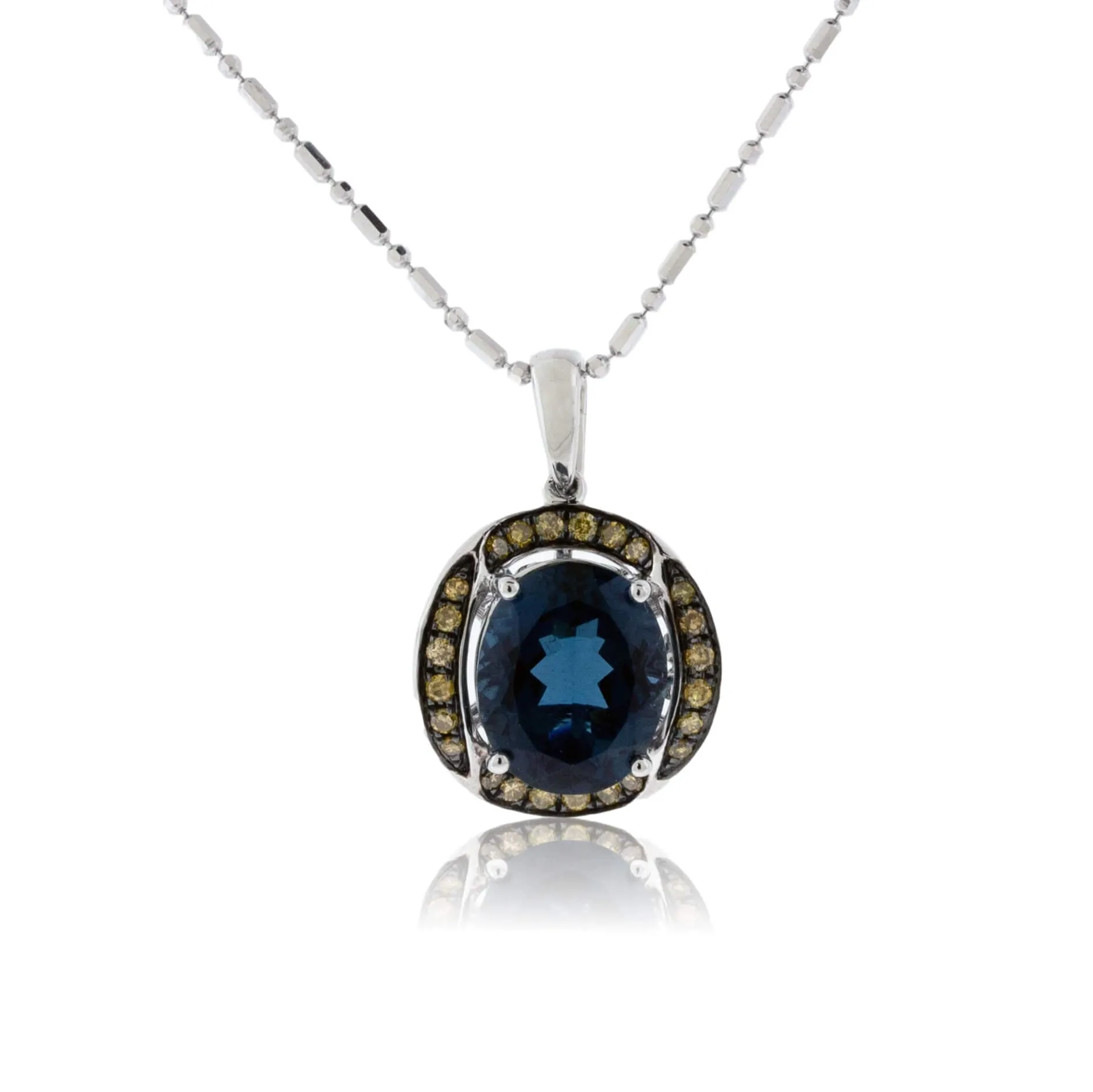 London Blue Topaz & Brown Diamond Pendant