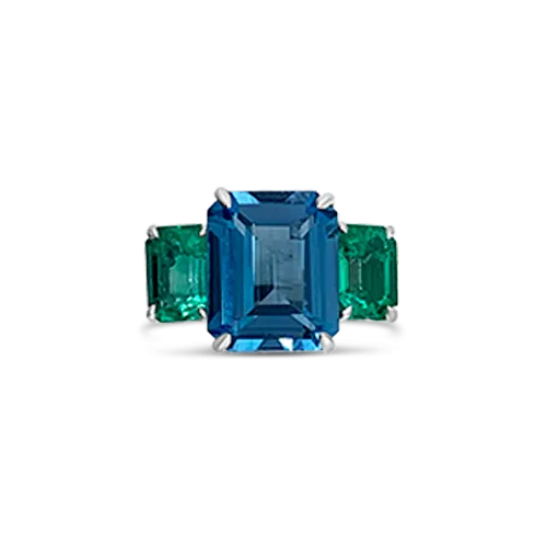 London Blue Topaz & Emerald Ring