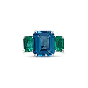 London Blue Topaz & Emerald Ring