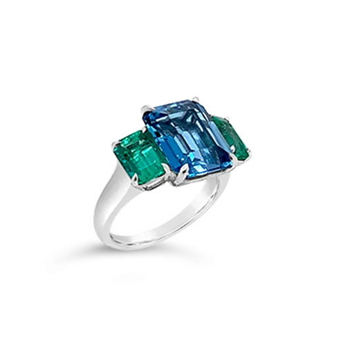 London Blue Topaz & Emerald Ring