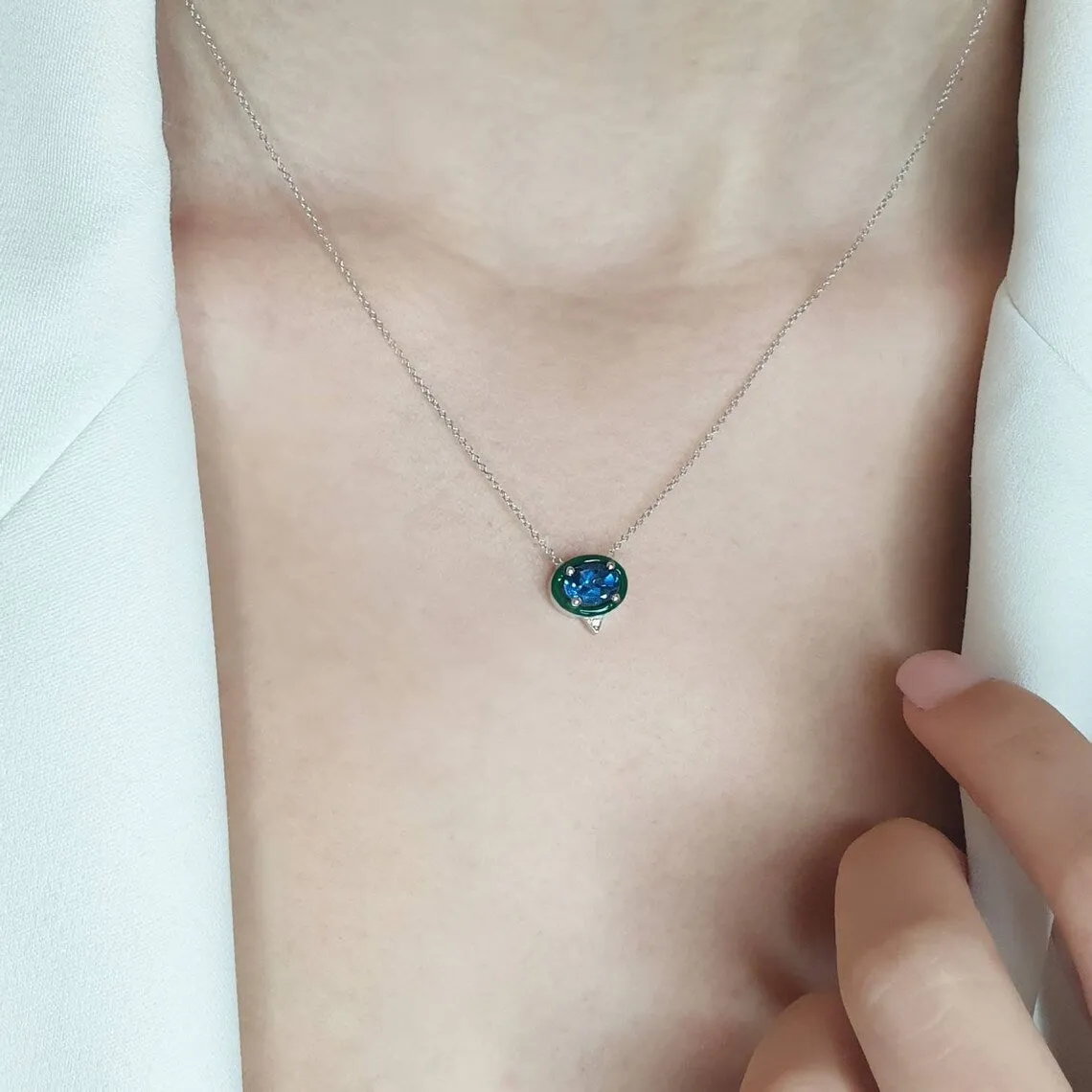 London Blue Topaz Eye Necklace