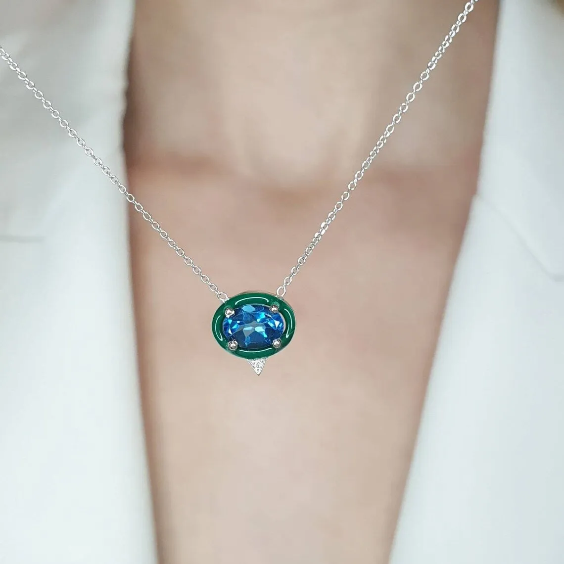 London Blue Topaz Eye Necklace