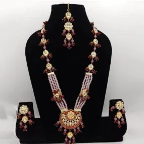 Long Meena Pendant Necklace And Earring Set