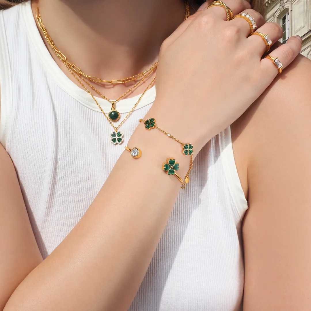 Lucky Emerald Clover Bracelet