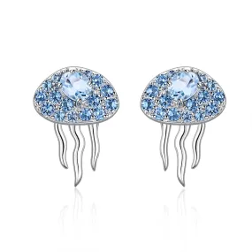 Luxury Jellyfish S925 Sterling Silver Topaz Stud for Women