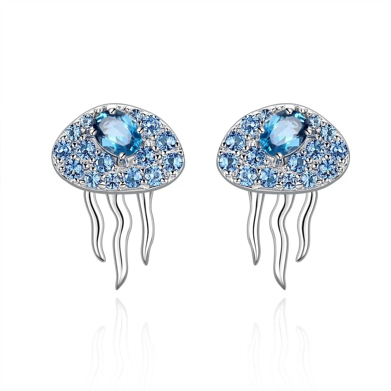 Luxury Jellyfish S925 Sterling Silver Topaz Stud for Women