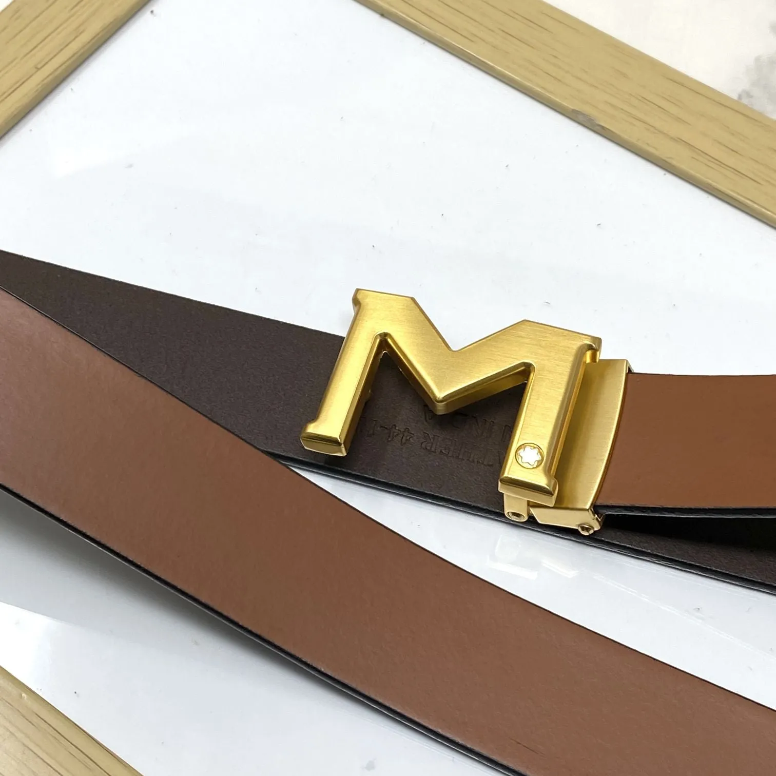 M-Pattern Leather Strap Belt -JonasParamount